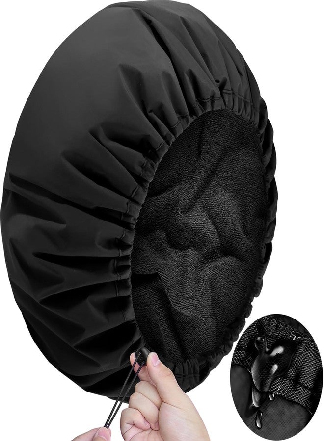 Sheomern Adjustable Shower Cap with Terry Cloth Lining, Dual Waterproof Shower Cap Reusable for Women Men Large Hair Cap for Shower Double Layer Soft Bath Cap for Braids, Long Hair, Locs, Dreadlocks - Image 1