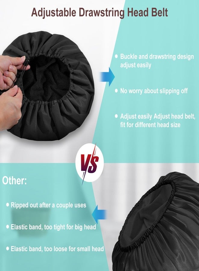 Sheomern Adjustable Shower Cap with Terry Cloth Lining, Dual Waterproof Shower Cap Reusable for Women Men Large Hair Cap for Shower Double Layer Soft Bath Cap for Braids, Long Hair, Locs, Dreadlocks - Image 4