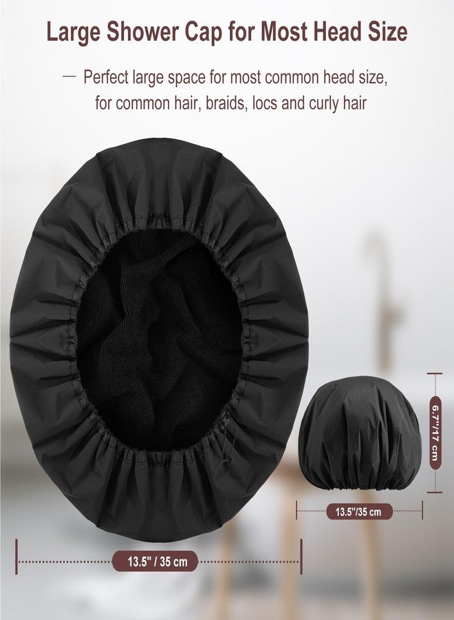 Sheomern Adjustable Shower Cap with Terry Cloth Lining, Dual Waterproof Shower Cap Reusable for Women Men Large Hair Cap for Shower Double Layer Soft Bath Cap for Braids, Long Hair, Locs, Dreadlocks - Image 5