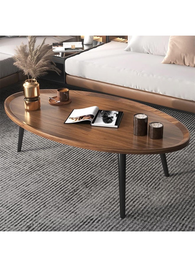 LINGWEI Oval Wooden Coffee Table with Raised Edge Tray Top and 4 Removable Wooden Legs Mid-Century Center Table - Image 1