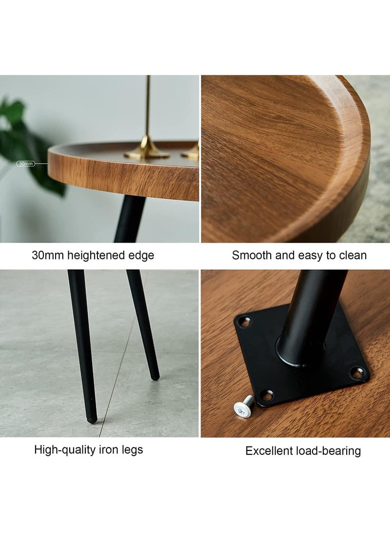 LINGWEI Oval Wooden Coffee Table with Raised Edge Tray Top and 4 Removable Wooden Legs Mid-Century Center Table - Image 4
