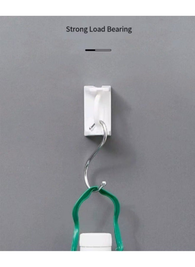 2-Pack Rotating Hanging Ring Bathroom Kitchen Bedroom Punch-Free Rod Bracket Ring Wall-Mounted Hook  - Image 2