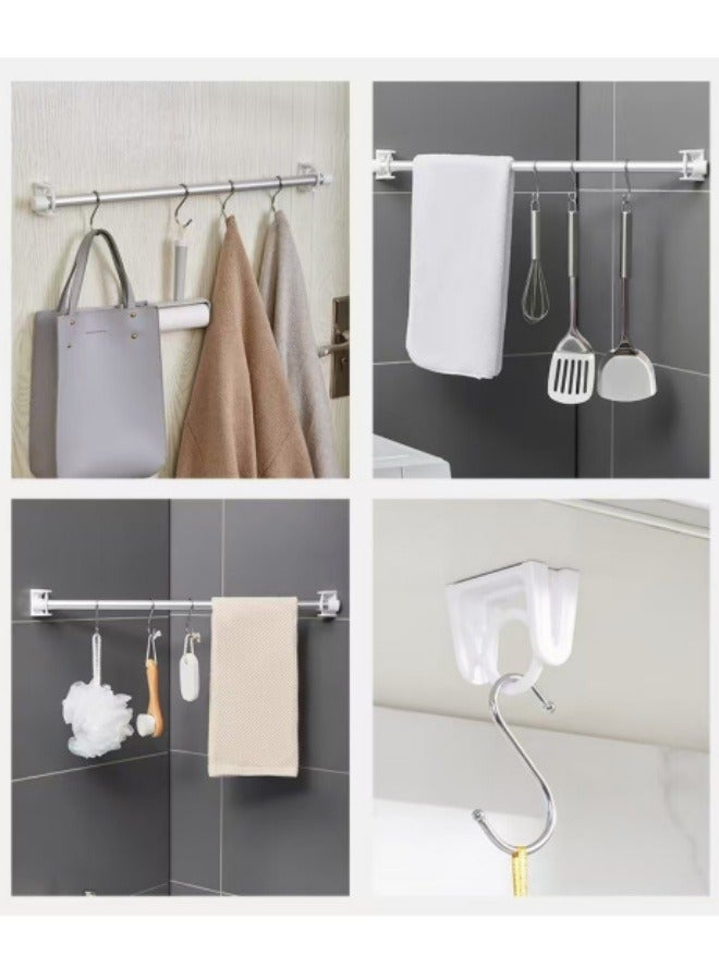 2-Pack Rotating Hanging Ring Bathroom Kitchen Bedroom Punch-Free Rod Bracket Ring Wall-Mounted Hook  - Image 4