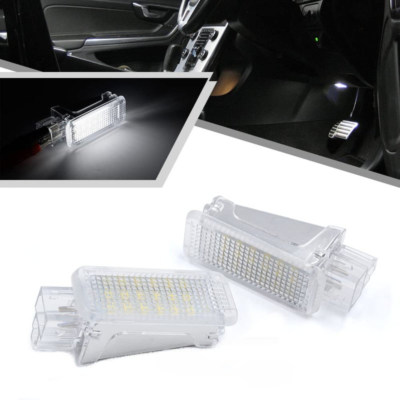2Pcs Car Interior White LED Door Courtesy Light Fit for Volkswagen Porsche for Audi A2 A3 A4 A5 A6 A7 S3 S4 S5 S6 Q5 Q7 TT Glove Box Footwell Light Luggage Trunk Lamp