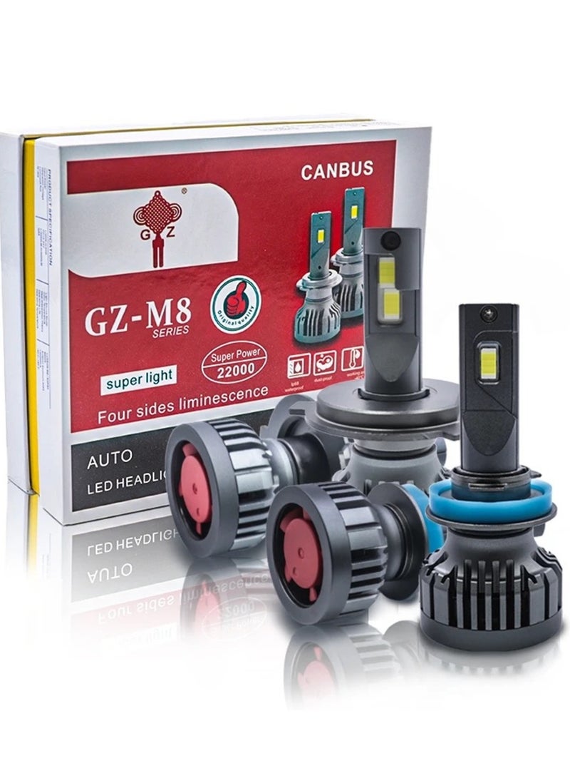 gz auto GZ AUTO LED Headlight Bulbs 6500K Super Bright LED Bulb High Low Dual Beam Halogen Replacement LED Headlights Conversion Kit, Pack of 2 | For Universal Cars | IP68 Waterproof | 1 Year Replacement Warranty  - Image 1
