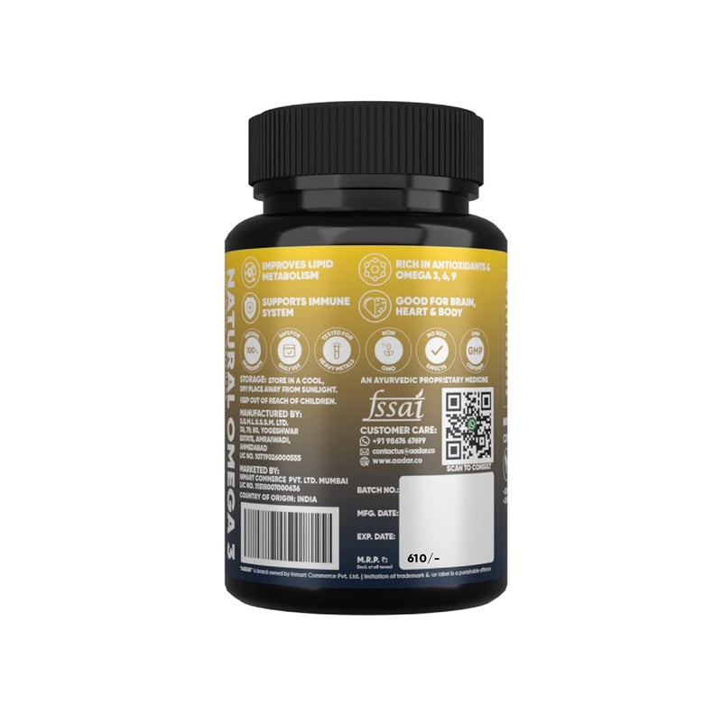 AADAR Ayurveda Natural Omega 3 for Brain and Heart Health (60 Capsules) - Image 4