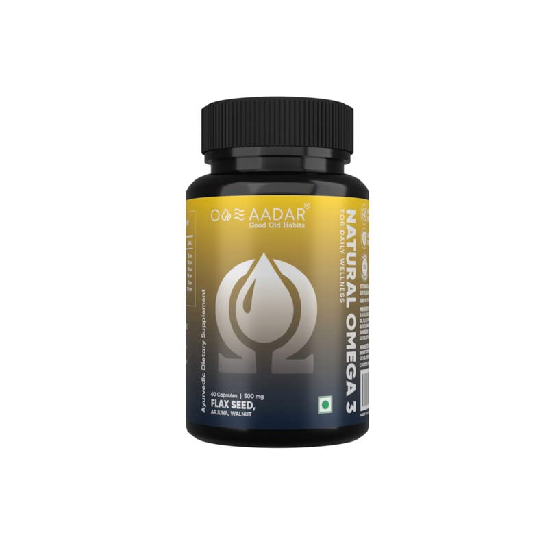 AADAR Ayurveda Natural Omega 3 for Brain and Heart Health (60 Capsules) - Image 1