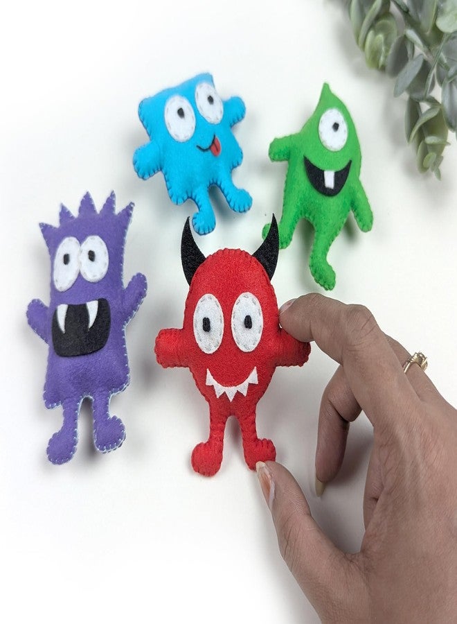 AGD Handmade Cute Monster Brooch Pins - Multicolor Gifts for boys, Halloween costume, Kids Badges Birthday Return Gifts, Fashion Accessories (Set of 4) - Image 3