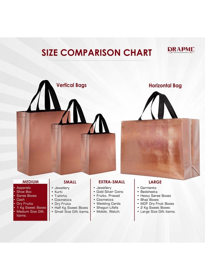DRAPME Medium Size Pack of 50 Pcs Glossy Metallic Laminated Non-Woven Reusable Eco-Friendly Party Return Gift Bags (Copper) (Medium 12x13x4 Inch) - Image 3
