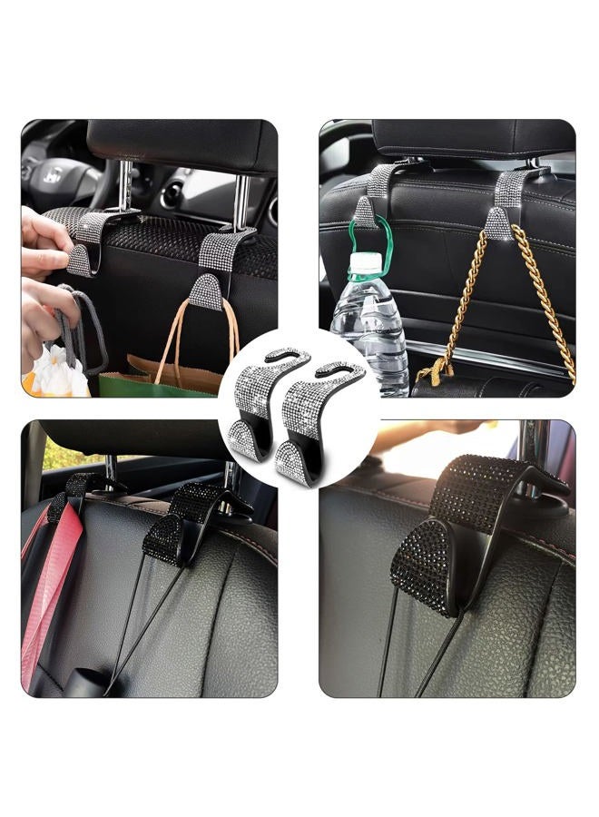 OSIFIT 2PCS Car Seat Hooks, Bling Rhinestone Headrest Hooks, Universal Bling Car Interior Accessories, for Handbag, Clothes, Purse, Water Bottle (White) - Image 5