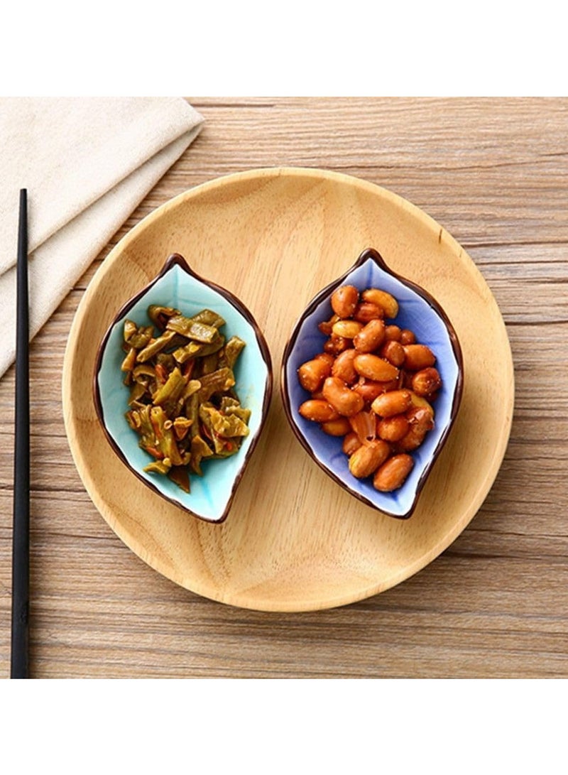 1pc Leaf Shaped Sauce Dish, Ice Cracked Glaze Leaf Ceramic Seasoning Soy Sauce Snack Dish for Kitchen (Blue) - Image 5