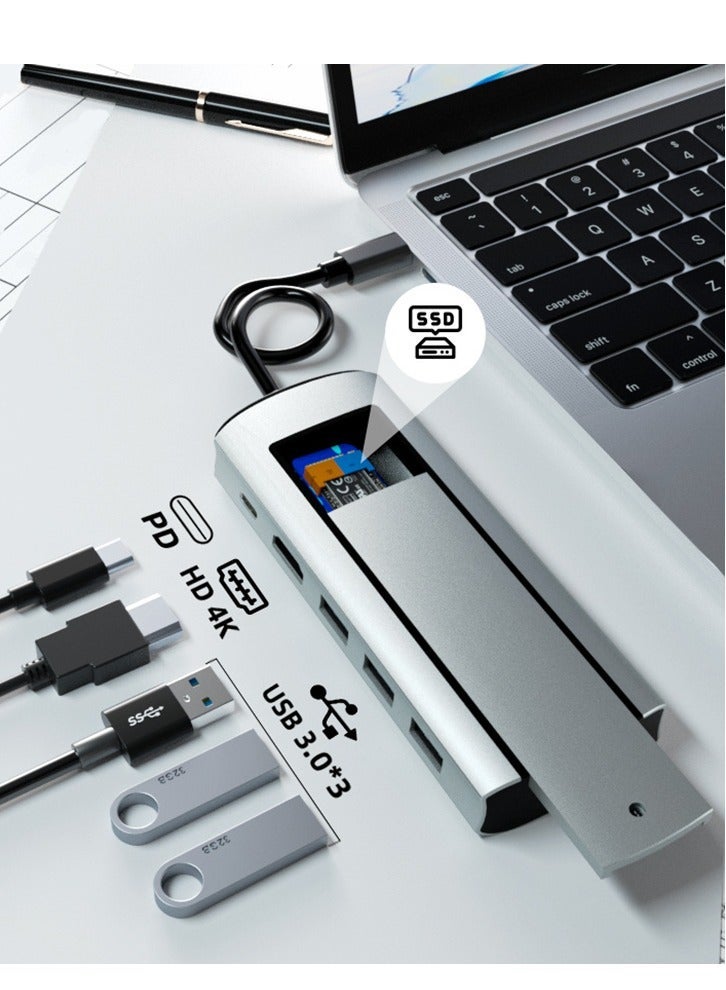 Captaintech (6 in 1) USB-C Hub, 4K USB C Hub Multiport Adapter for Laptop and MacBook, USB C to USB3.1 PD3.0 HDMI SD/TF Card Reader Dongle Fit for iPhone15 and Type C Devices - Image 2