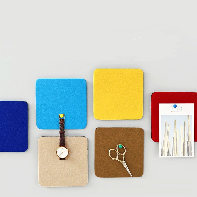 16 pcs Memo Board Colorful Felt Mural Sticker Multifunctional Wall Decals Smart Collect Board with 10pcs Round Push Wall Decor Supplies for Photos Memos Display - Image 5