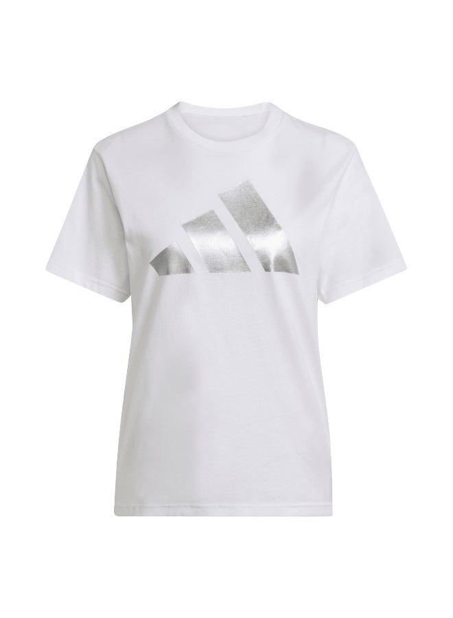 Adidas W C Hol Met T White Graphic Tee (Short Sleeve) T-Shirts For Women - Image 2