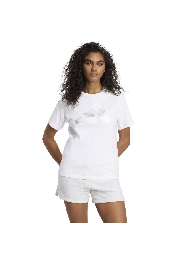 Adidas W C Hol Met T White Graphic Tee (Short Sleeve) T-Shirts For Women - Image 1