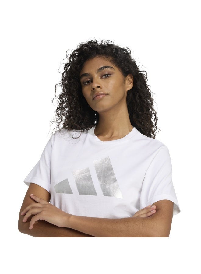 Adidas W C Hol Met T White Graphic Tee (Short Sleeve) T-Shirts For Women - Image 5