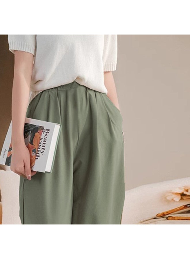 XINYANG Pure Cotton Cuffed Jogger Pants Women's Summer Elastic Waist American Straight Leg Casual Pants - Image 4