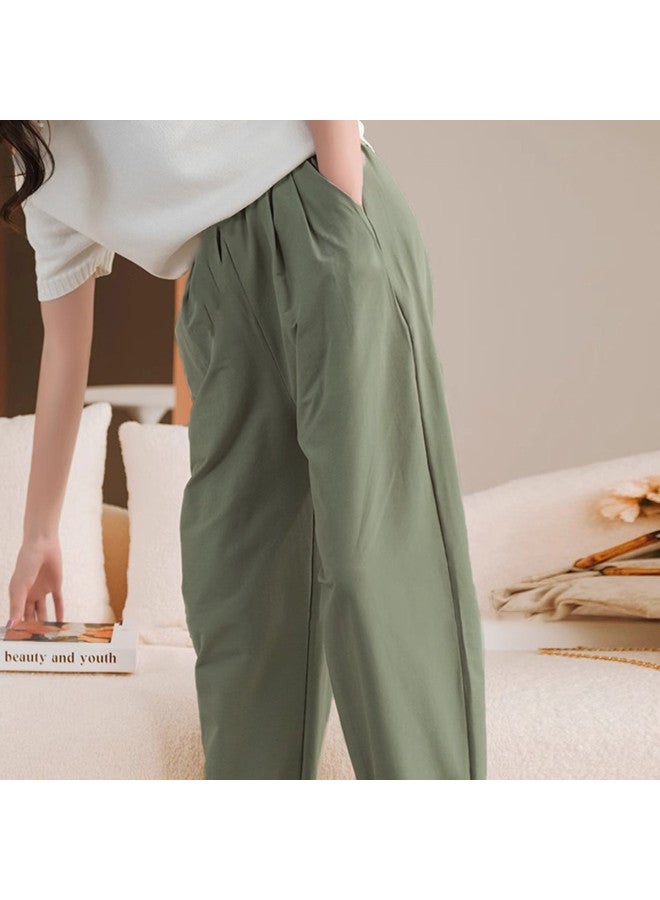 XINYANG Pure Cotton Cuffed Jogger Pants Women's Summer Elastic Waist American Straight Leg Casual Pants - Image 5