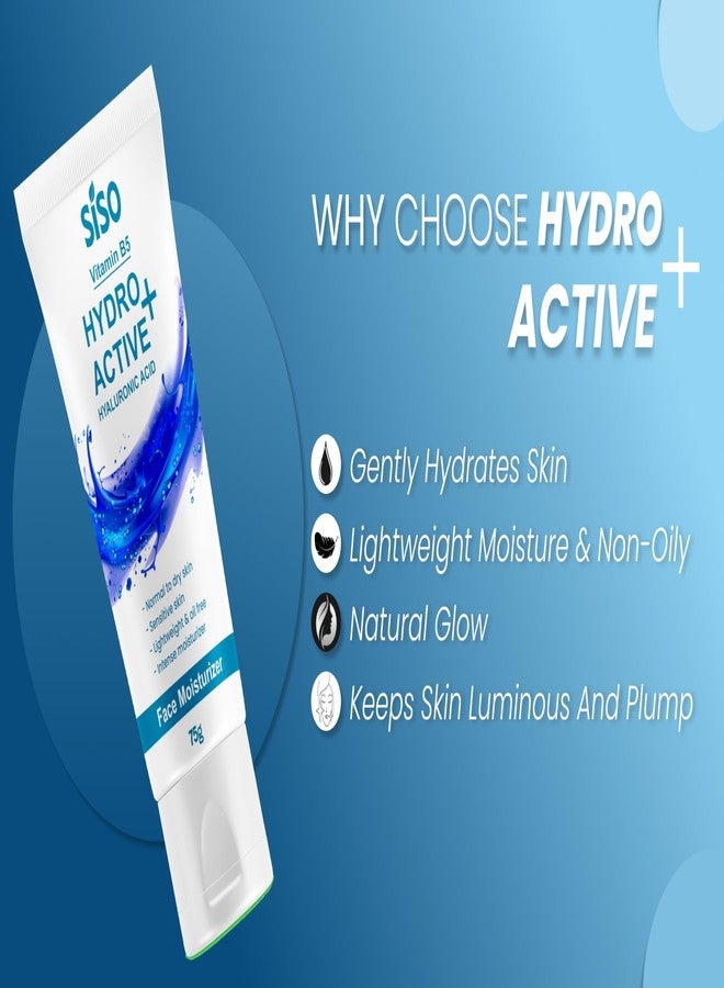Siso Hydro Active+ Face Moisturizing Cream 75g | Vitamin B5, Hyaluronic Acid, Shea Butter & Glycerin | Deep Hydration & Non-Greasy Formula | Dry to Normal skin | For All Skin Types - Image 3
