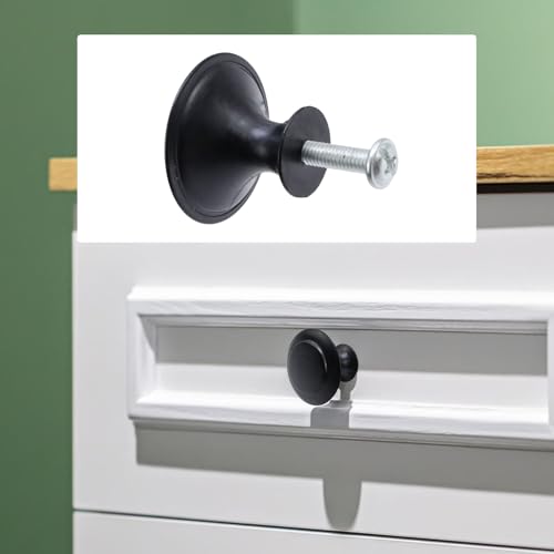 Antrader Flat Black Cabinet Hardware Round Knob with Mounting Screws, 1-Inch Diameter, 12 Pack - Image 3