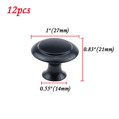 Antrader Flat Black Cabinet Hardware Round Knob with Mounting Screws, 1-Inch Diameter, 12 Pack - Image 2