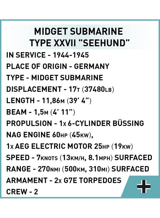 COBI Historical Collection WWII DEUTSCHES MARINEMUSEUM U-Boat XXVII SEEHUND Submarine, Navy - Image 4