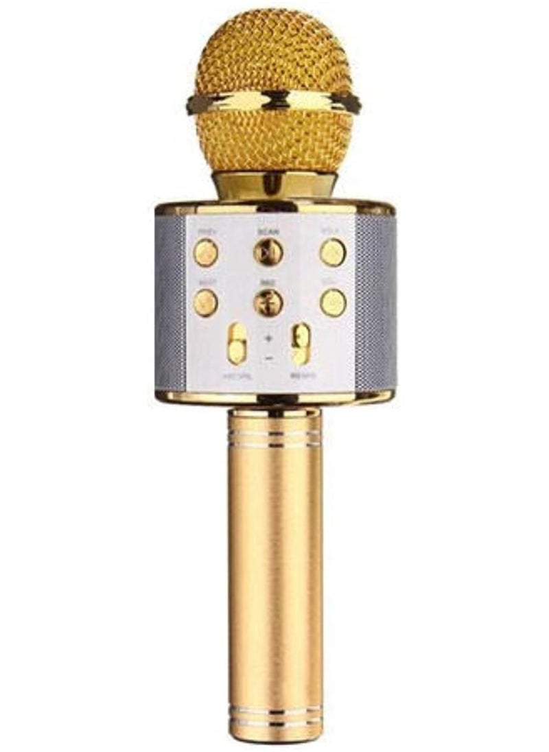 5-In-1 Wireless Bluetooth Karaoke Microphone Recorder, Speaker, Handheld Microphone With Adjustable Fm Remix Radio For Kids Teens Girls And Boys (Gold)  - Image 1