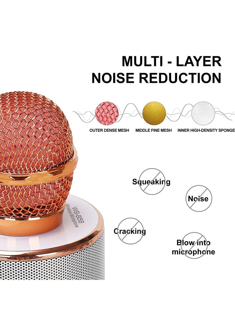 5-In-1 Wireless Bluetooth Karaoke Microphone Recorder, Speaker, Handheld Microphone With Adjustable Fm Remix Radio For Kids Teens Girls And Boys (Gold)  - Image 2