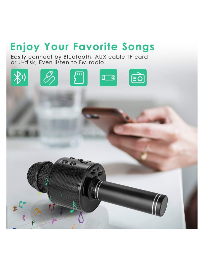 5-In-1 Wireless Bluetooth Karaoke Microphone Recorder, Speaker, Handheld Microphone With Adjustable Fm Remix Radio For Kids Teens Girls And Boys (Gold)  - Image 4