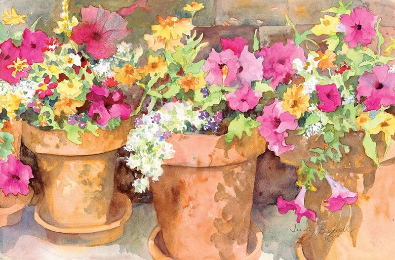 Ledgebay DIY Paint by Numbers Kit for Adults Unframed Canvas: Beginner to Advanced Paint by Numbers Kit - Kits Include Acrylic Paint Set 4 Brushes & Tabletop Easel - Sweet Petunias 16" x 20" Unframed - Image 1