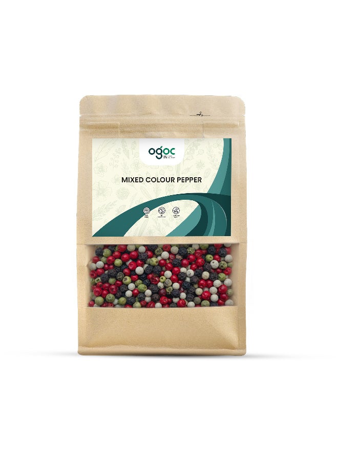 OGOC Mixed Color Peppercorn Five Peppercorn Blend Black White Green Pink Sichuan Pepper Medley Whole Spice Aromatic Mix Pantry Staple for Cooking Seasoning Grilling Sauces - Image 1