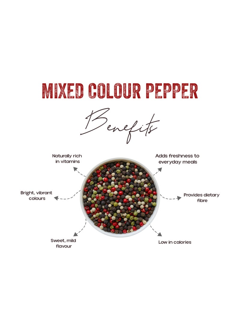 OGOC Mixed Color Peppercorn Five Peppercorn Blend Black White Green Pink Sichuan Pepper Medley Whole Spice Aromatic Mix Pantry Staple for Cooking Seasoning Grilling Sauces - Image 2