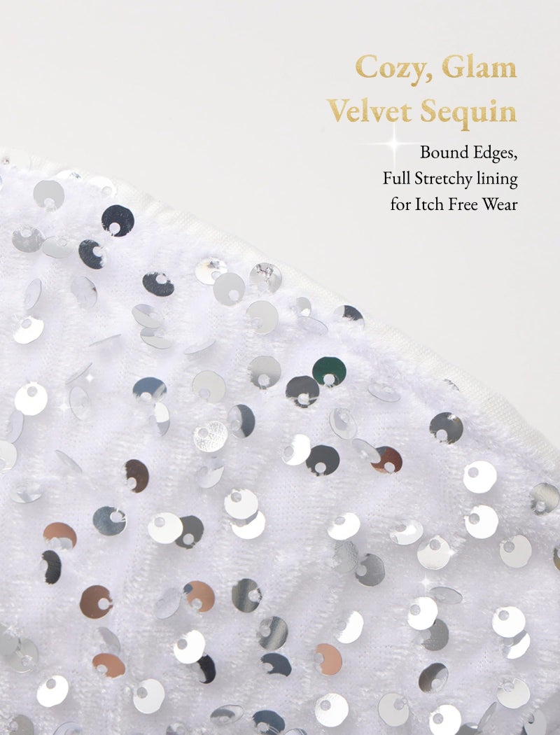 EXARUS Girls Sparkly Homecoming Dress Teen School Dance Velvet Sequin Bodycon Ruched Short Mini Tight Strapless Tube Padded Special Occasion White 12 Years - Image 5