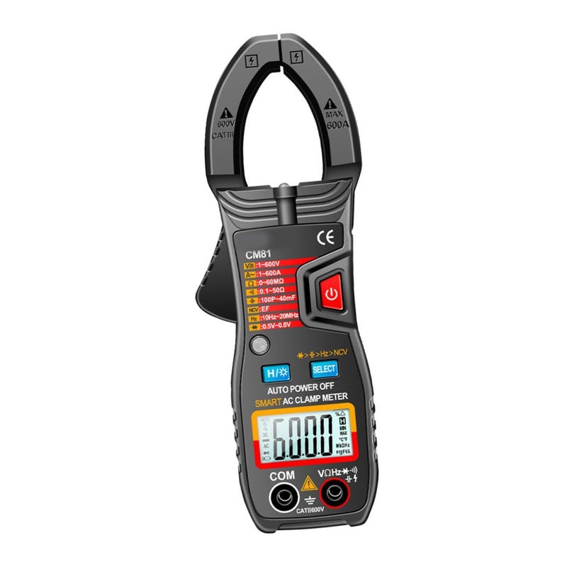 Auto Range AC DC Clamp Multimeter Tester 600A Voltage Current Black - Image 2