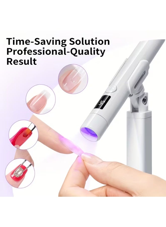 LANGMANNI 1pc Pink/White Handheld Nail Art Lamp Holder - Multifunctional Manicure & Pedicure Stand for Home and Salon Use - Image 1