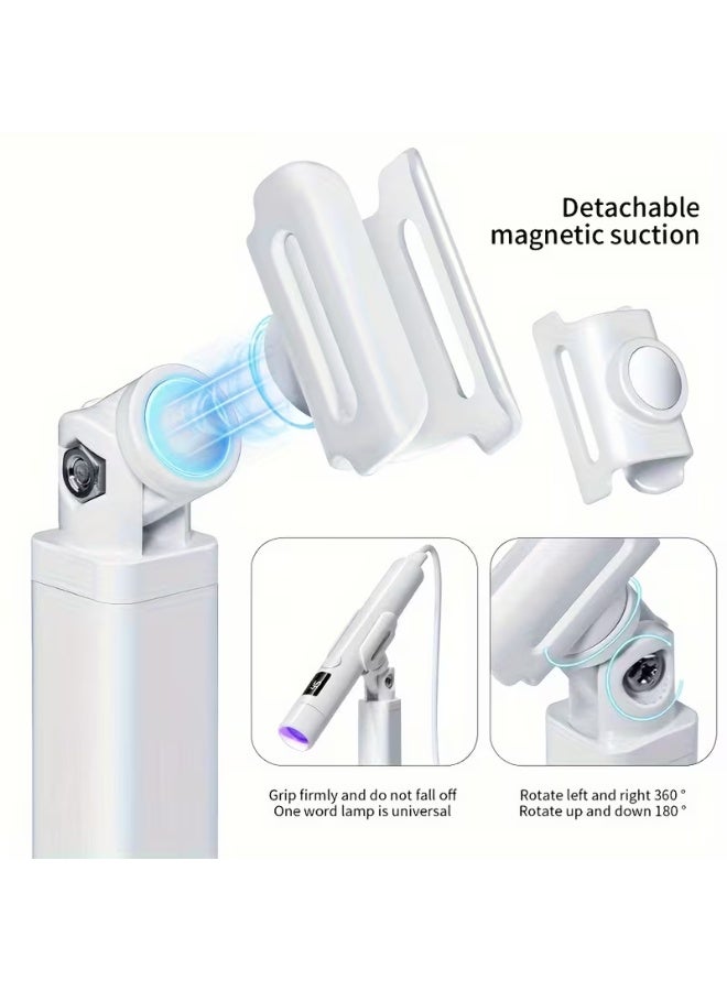 LANGMANNI 1pc Pink/White Handheld Nail Art Lamp Holder - Multifunctional Manicure & Pedicure Stand for Home and Salon Use - Image 3