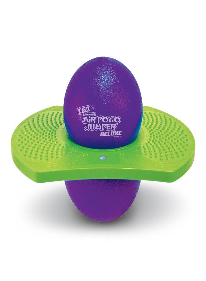 Geospace Original LED AIR POGO Jumper Deluxe with Motion-Activated Lights, Indoor or Outdoor Trick Bounce Board for Boys, Girls, Teens Ages 6+ or up to 160 lbs, Pump Included (Purple/Green) - Image 1