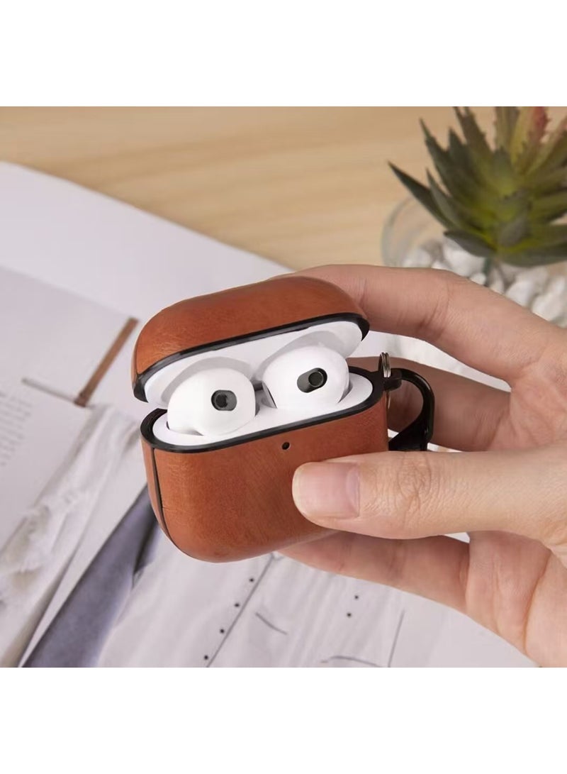 3PCS Mixed Color Faux Leather Protective Case Compatible with AirPods 4 Shockproof Cover with Carabiner Hook - Image 3
