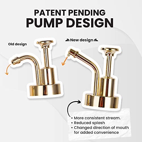 Molimoli Syrup Dispenser for Coffee Bars, Glass Syrup Bottle w. Pump, 16.9 oz 500 ml, Set of 2, Gold Upgraded Dispenser - Image 3