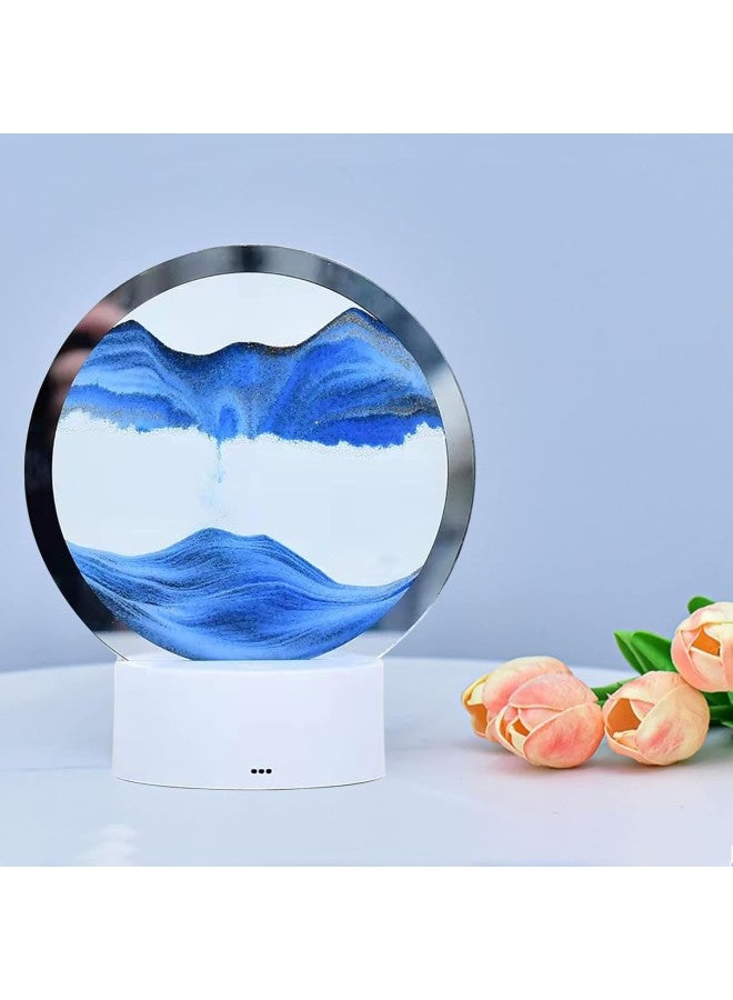 klarako 3D Moving Sand Art Deco, 8in 360° 15ml Rotating Hourglass Decoration, Creative Art Sand Art Liquid Motion Living Room Bedroom Table Lamp Decoration, Christmas Festival Gifts 