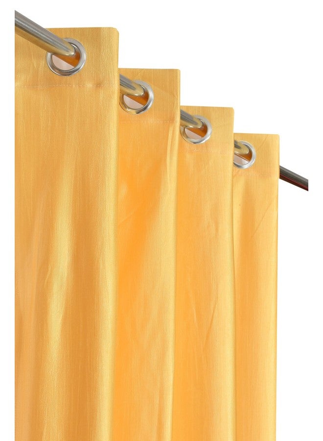 DEVSANG Polyester 2 Print and 1 Solid Curtains 7 feet Long Set of 3 - Yellow & Aqua - Image 3