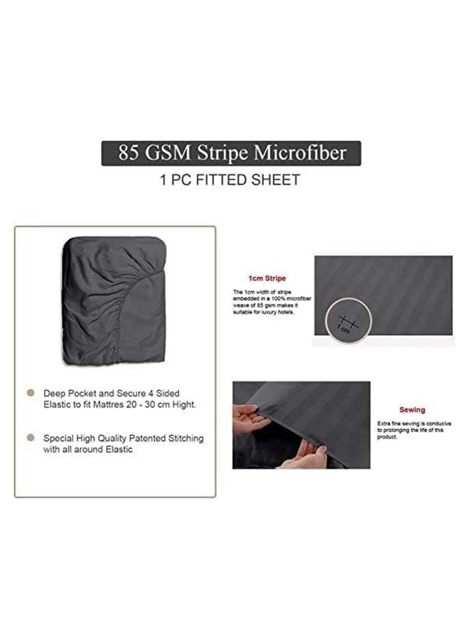 Hotel Collection HOTEL COLLECTION Stripe DARK GREY Super King Fitted Sheet 200x200 cm with 2 Pillow Cases  - Image 3