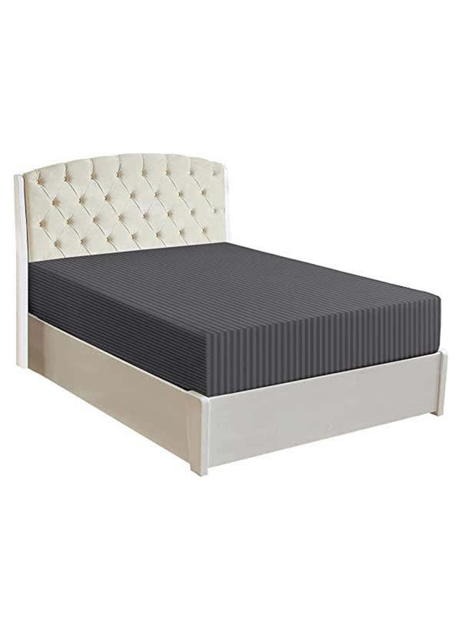 Hotel Collection HOTEL COLLECTION Stripe DARK GREY Super King Fitted Sheet 200x200 cm with 2 Pillow Cases  - Image 1