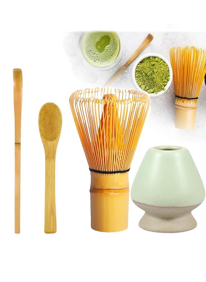 Matcha Whisk Set, 4 pcs Bamboo Matcha Tools for Stirring Matcha Tea, Matcha Spoon and Ceramic Whisk Holder - Matcha Kit Gifts, Japanese Tea Accessories for Tea Lovers  - Image 1