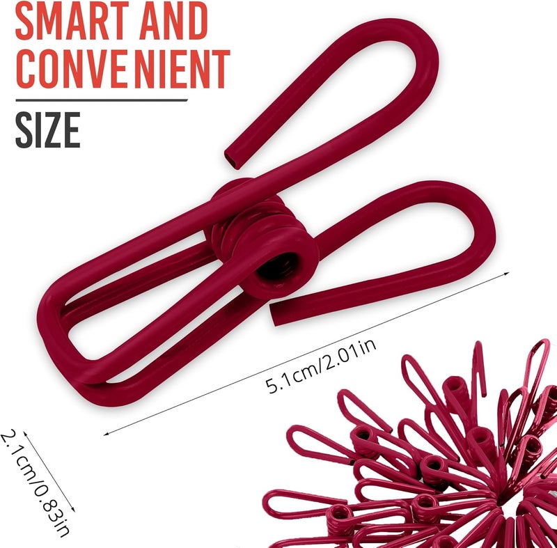 Riveda 30 Pack Red Chip Bag Clips for Food - PVC 2 Inch Coated Sealer for Sealing Food - Paper Holder, Clothesline Clip for Laundry Hanging, Kitchen Bags, Multipurpose Clothes Pins - Image 2