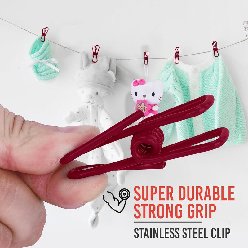 Riveda 30 Pack Red Chip Bag Clips for Food - PVC 2 Inch Coated Sealer for Sealing Food - Paper Holder, Clothesline Clip for Laundry Hanging, Kitchen Bags, Multipurpose Clothes Pins - Image 3
