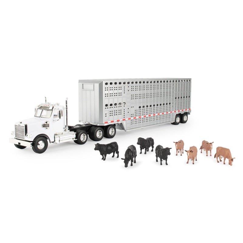 ERTL 132 Freightliner 122SD Semi with Livestock Trailer  Cattle 47362 - Image 3