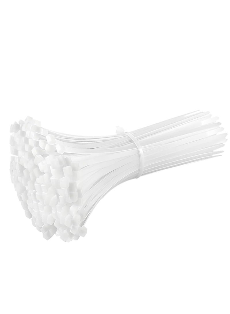 إسكدنيا أربطة كابلات 200 مم × 3 مم - ابيض - من النايلون - قفل ذاتي للتثبيت للمنزل والمكتب والحديقة والجراج وورشة العمل (عبوة من 100 قطعة) - Image 1