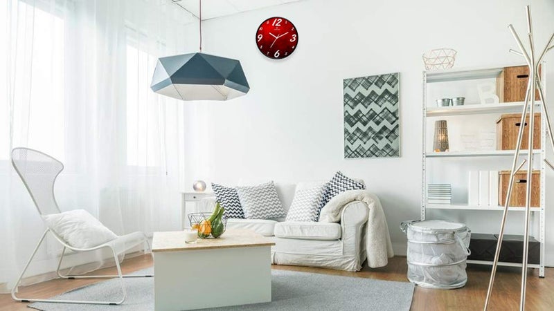 IIK COLLECTION Plastic Designer Analogue Round Wall Clock with Glass for Home/Kitchen/Bed Room/Office, 28 x 28 x 6 cm , Red - Image 4
