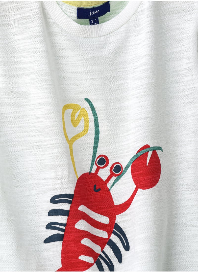JAM Boys' White Lobster Graphic Cotton T-Shirt  - Image 3